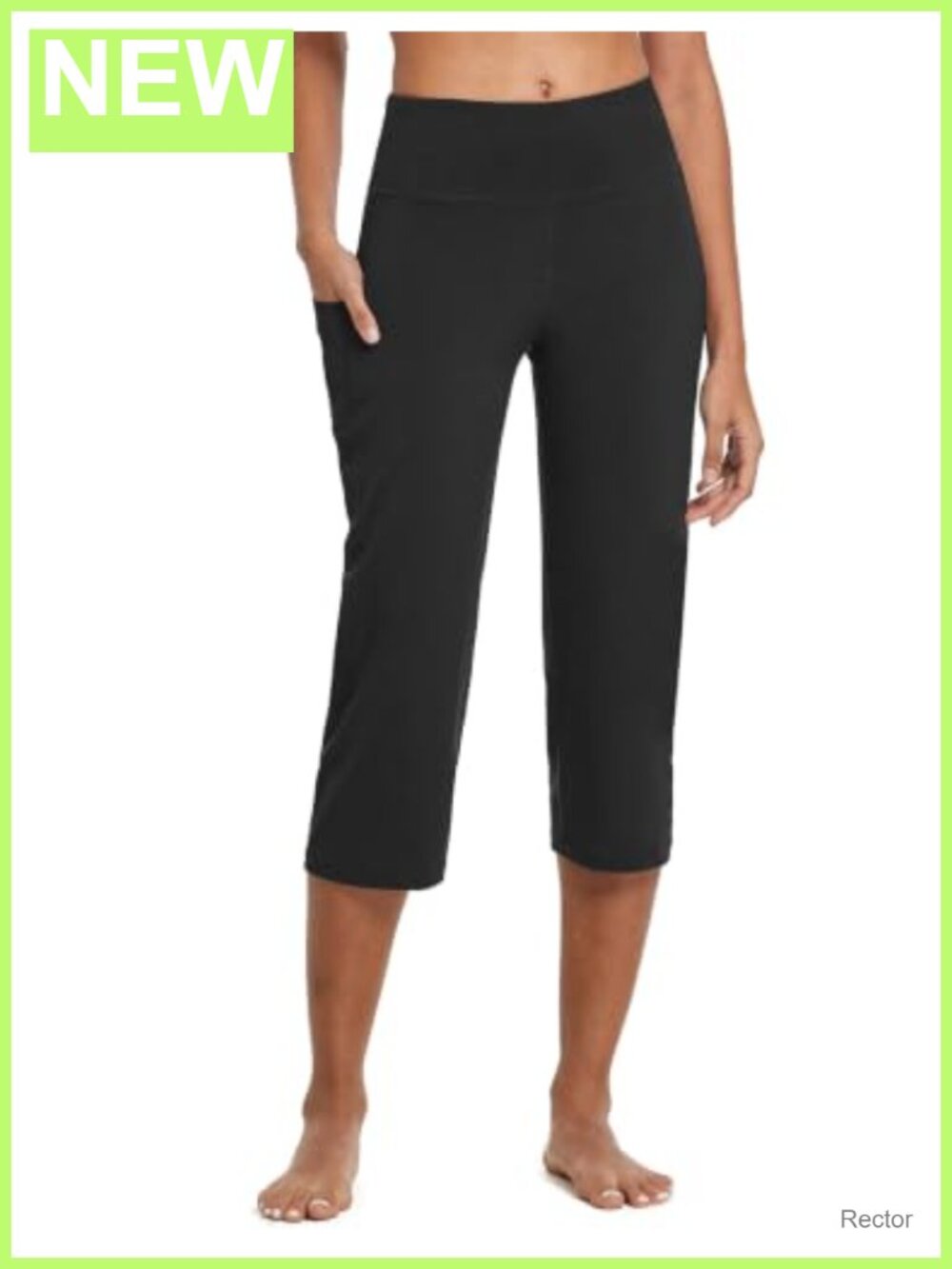High Waist Yoga Capris with Pockets, Straight Leg Cropped Workout Pants